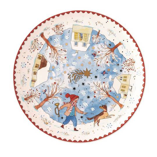 Hutschenruether Annual Porcelain Christmas Plate 2022, Child with Dog
